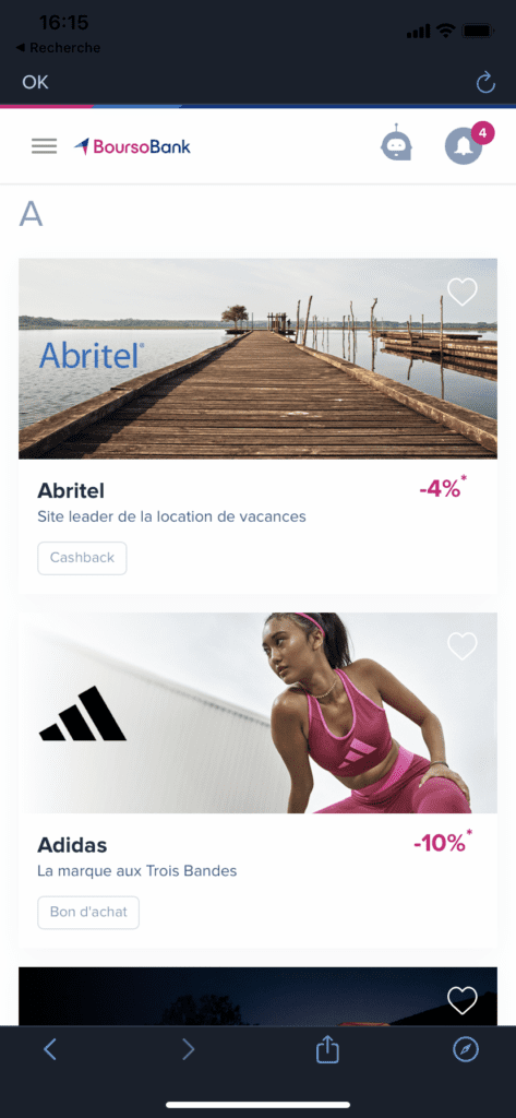 Partenaires cashback Boursobank
