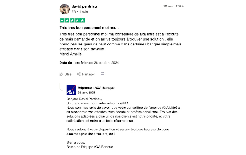 commentaire positif axa banque