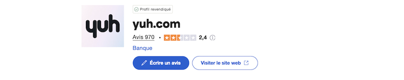Les avis des clients et anciens clients Yuh