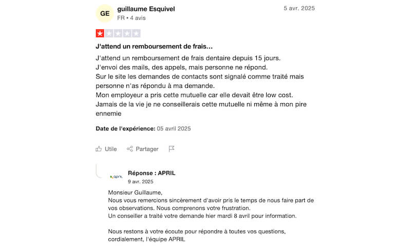 avis négatif april mutuelle avis