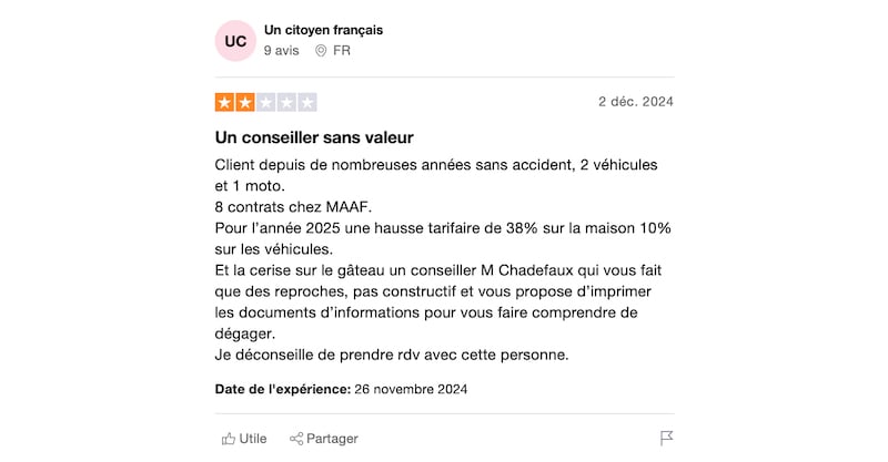 avis négatif maaf assurance auto