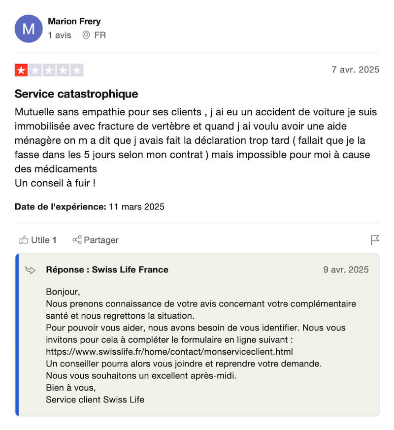 avis négatif swiss life