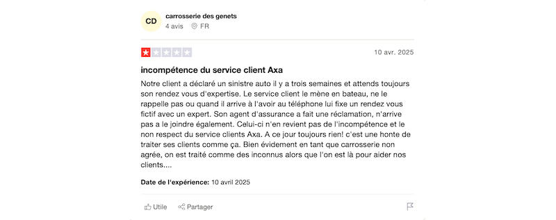 client insatisfait axa assurance auto