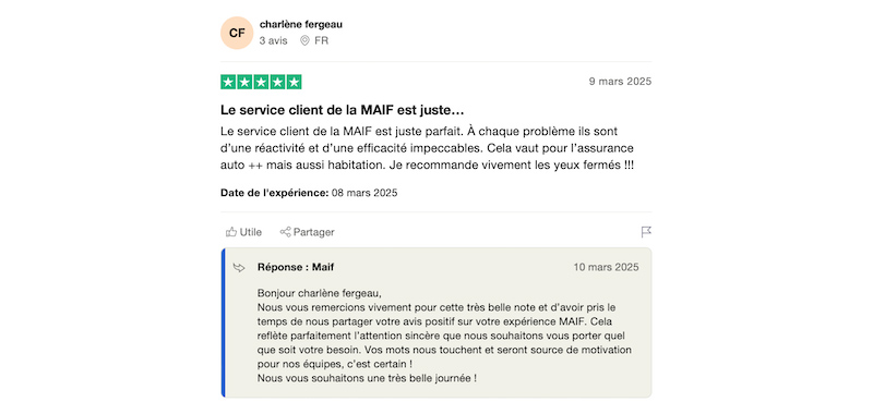 cliente satisfaite maif assurance auto