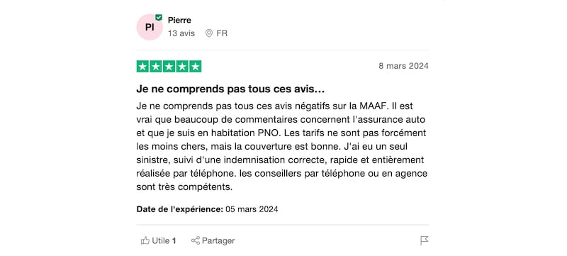 exemple d'avis positif maaf assurance auto