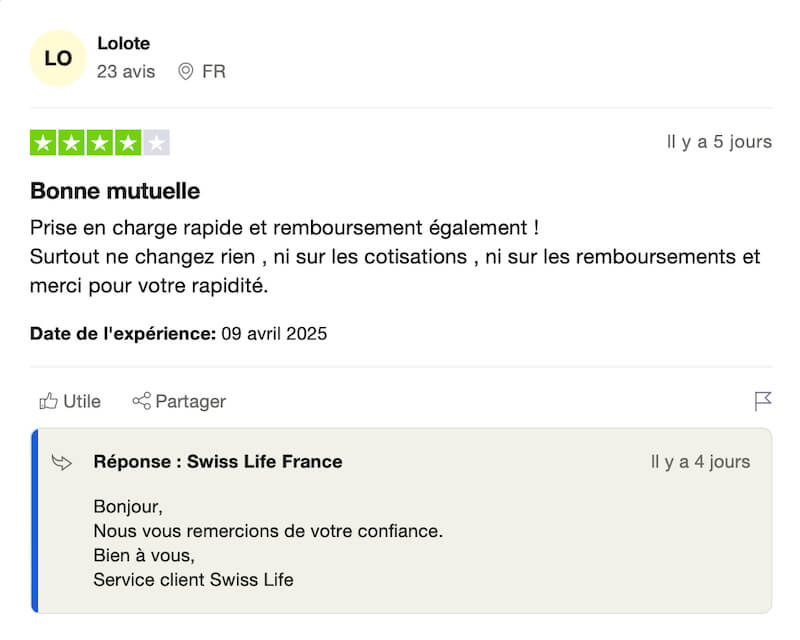 avis positif swiss life