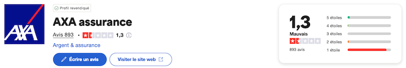 notation trustpilot axa mutuelle