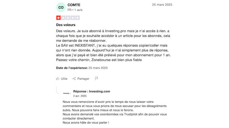 avis négatif investing pro