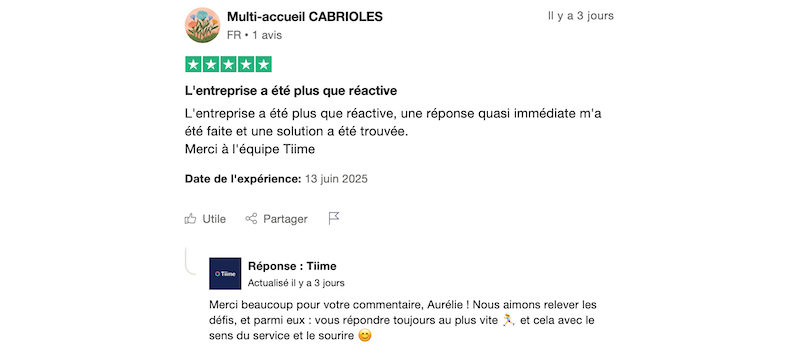 avis positif tiime