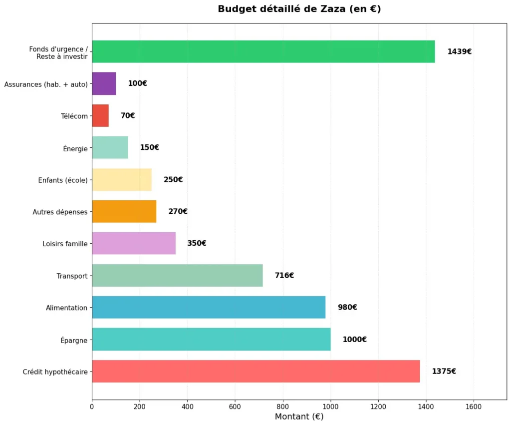 budget détaillé de zaza