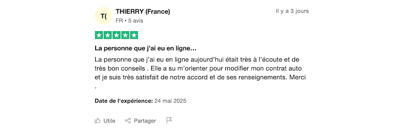 exemple de client satisfait Direct Assurance