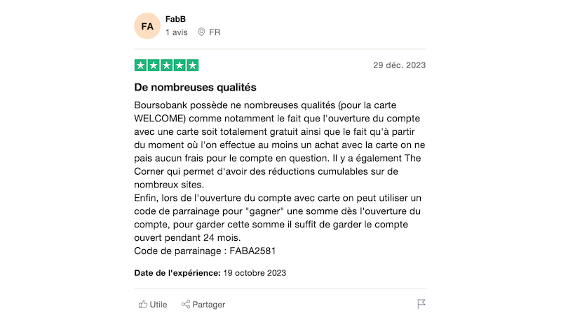 client satisfait visa welcome boursobank