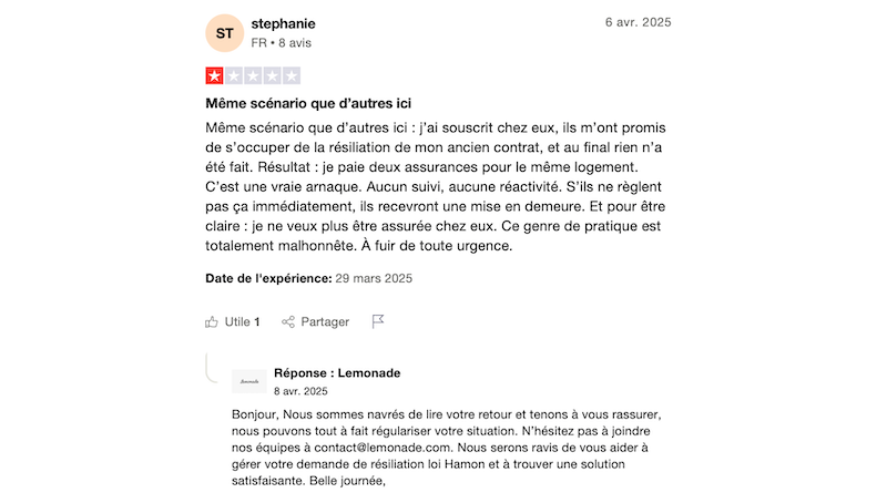 cliente insatisfaite Lemonade