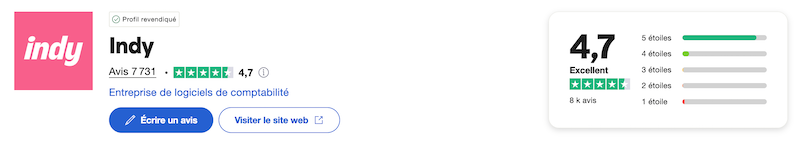 note Indy sur trustpilot