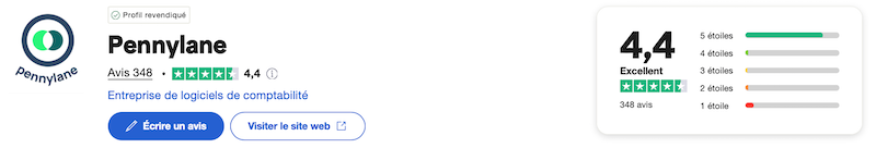 note Pennylane sur Trustpilot