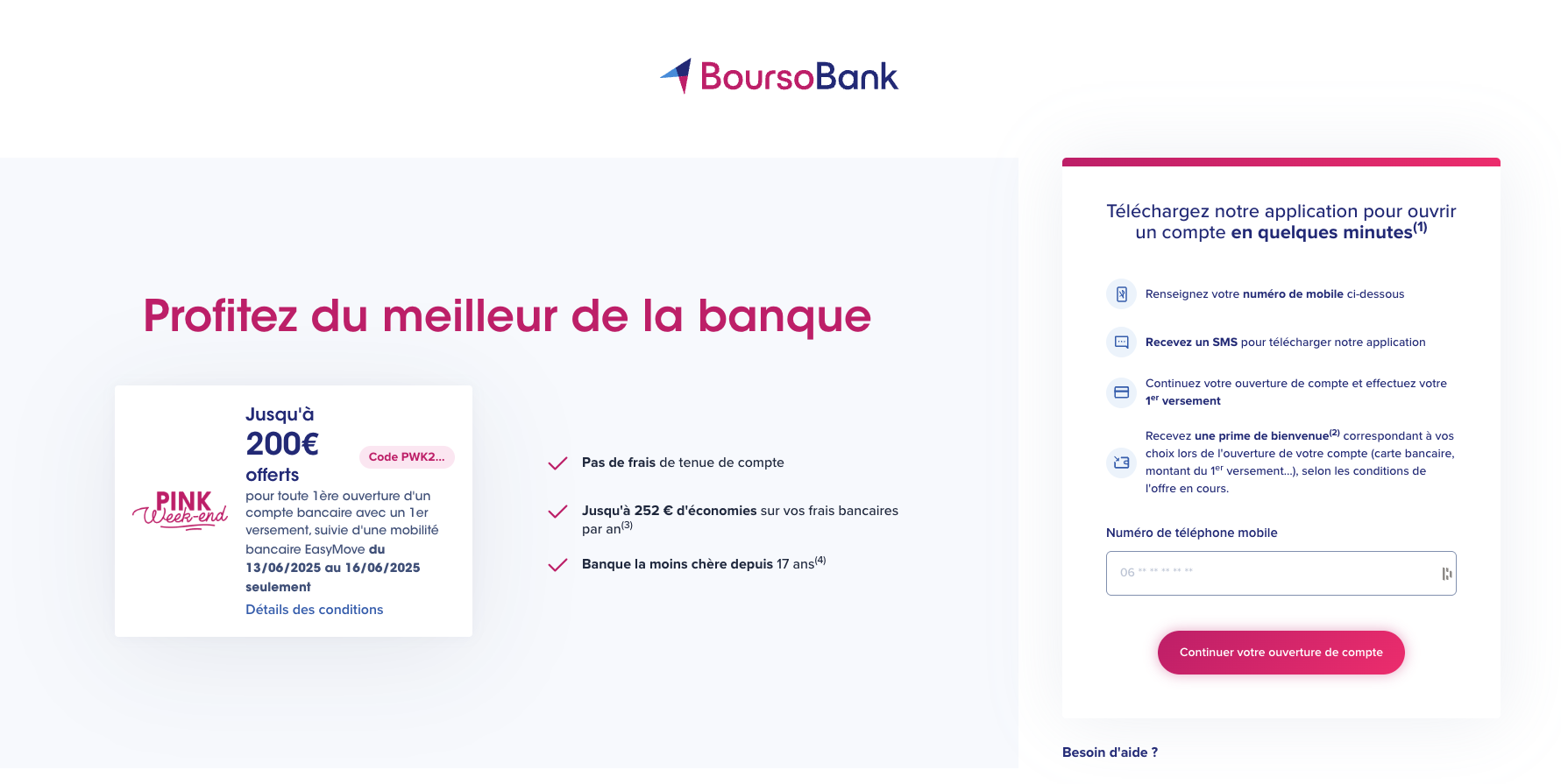 Processus d'ouverture de compte sur BoursoBank