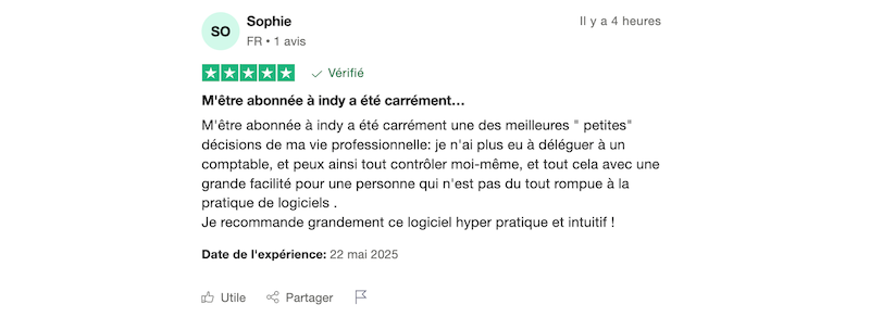 utilisatrice satisfaite Indy