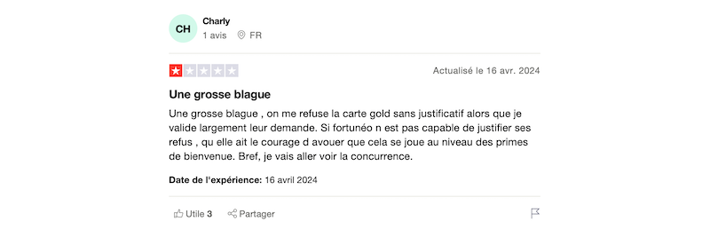 client mécontent gold fortuneo