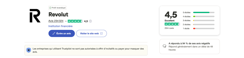 les avis des clients sur revolut business