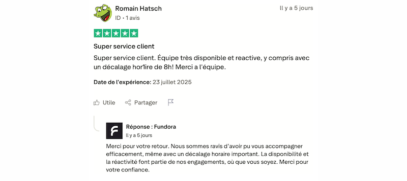 client satisfait fundora