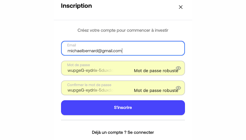 s’inscrire et investir sur fundora