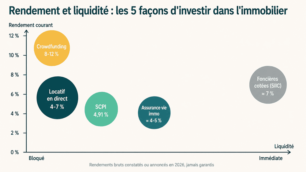 Comparaison du rendement et de la liquidité des cinq façons d’investir dans l’immobilier