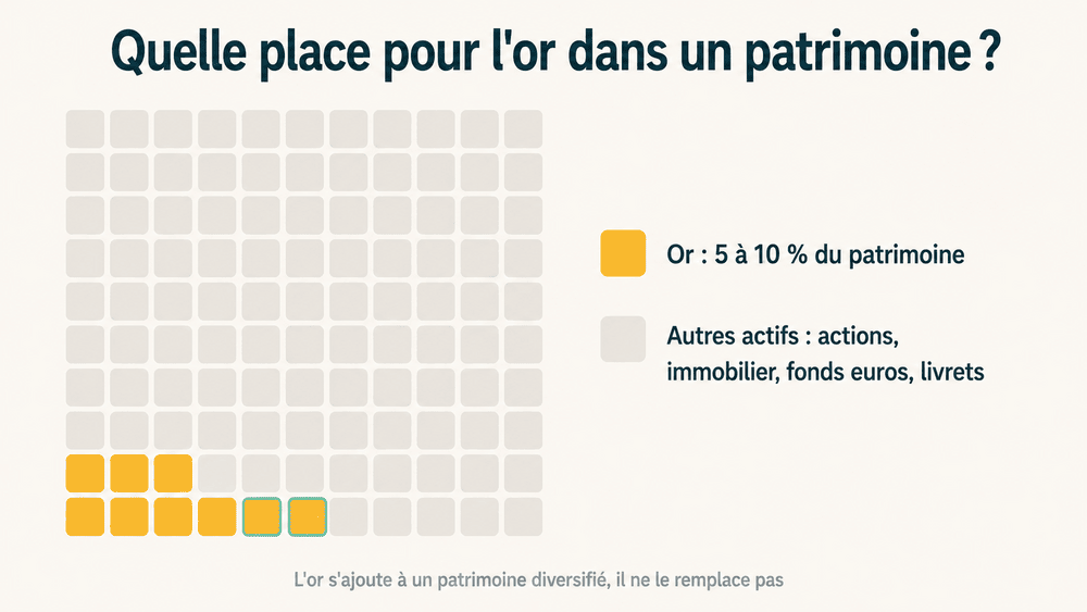 Part de l’or recommandée dans un patrimoine : 5 à 10 %